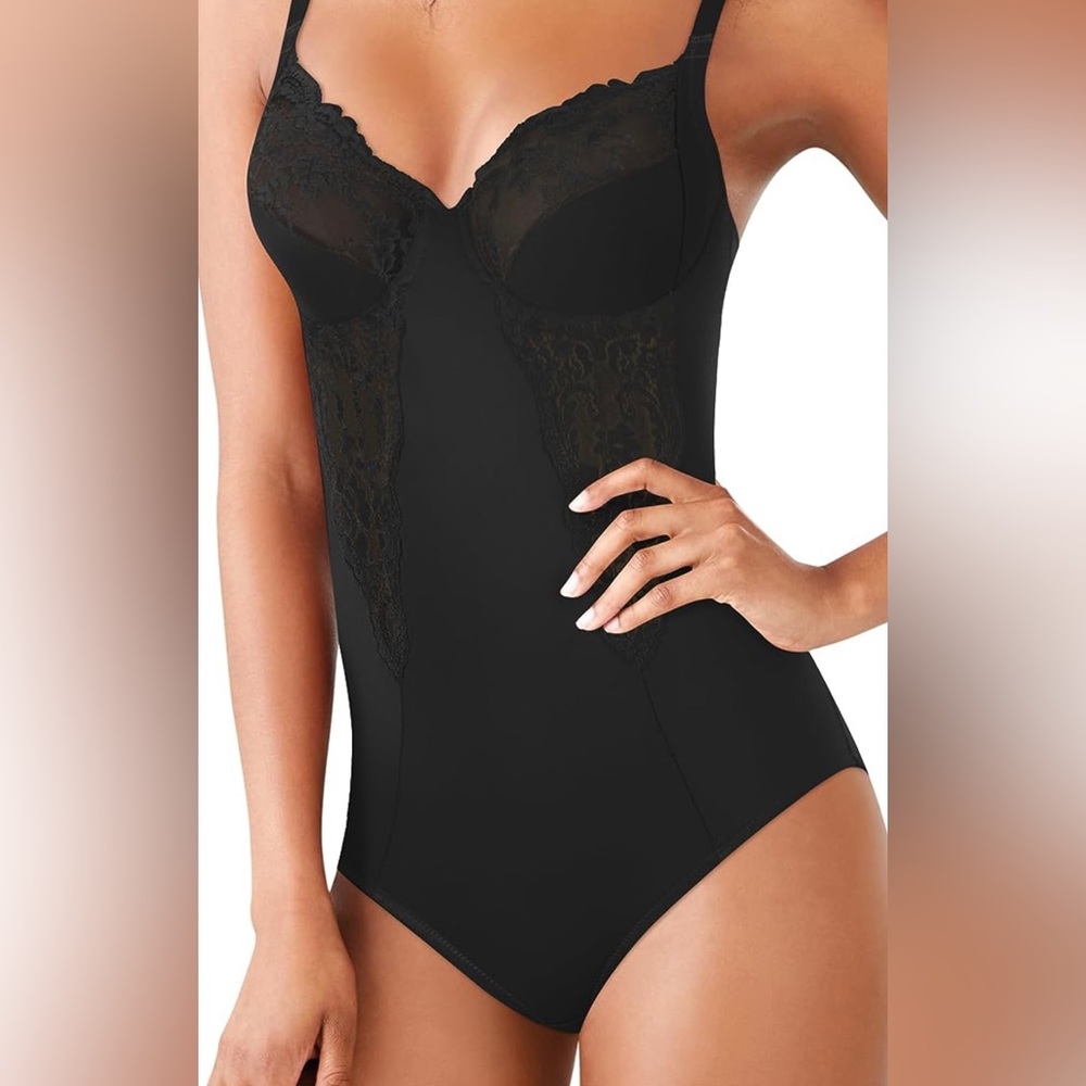 Maidenform 42DD Black Lace Bodysuit